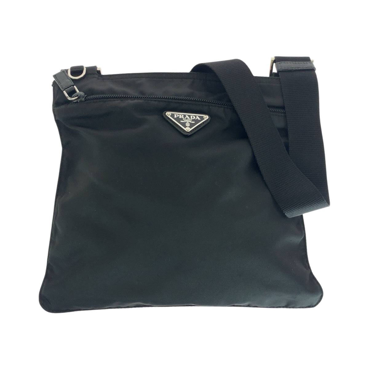 17766
PRADA プラダ テスート 三角ロゴプレート ブラック 黒 シルバー金具 ナイロン ショルダーバッグ ポシェット  レディース AB33