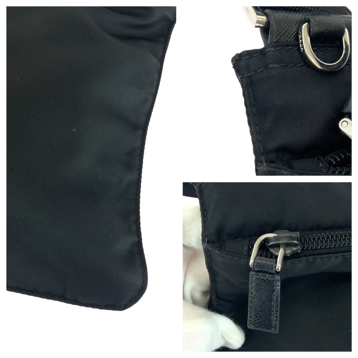 17766
PRADA プラダ テスート 三角ロゴプレート ブラック 黒 シルバー金具 ナイロン ショルダーバッグ ポシェット  レディース AB33