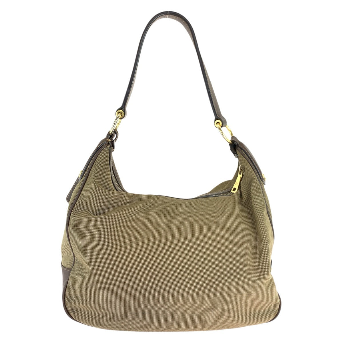 17767
PRADA プラダ ロゴジャガード ブラウン ゴールド金具 キャンバス / レザー ホーボー ショルダーバッグ レディース ABP48