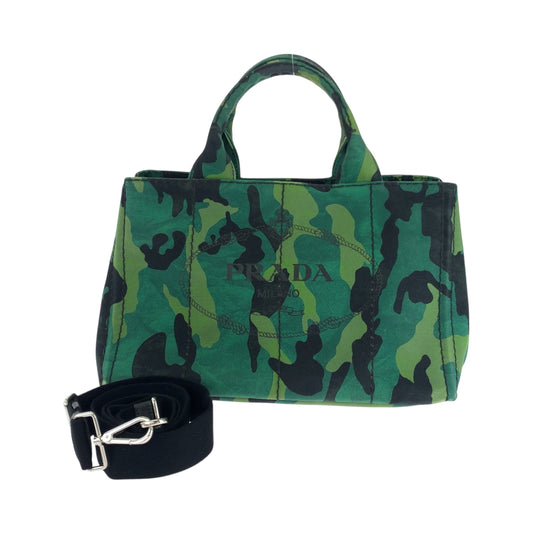 17768
PRADA プラダ カナパトート カモフラ柄 ロゴ グリーン マルチカラー シルバー金具 キャンバス B2642B ショルダーバッグ トートバッグ 2way レディース ABP70
