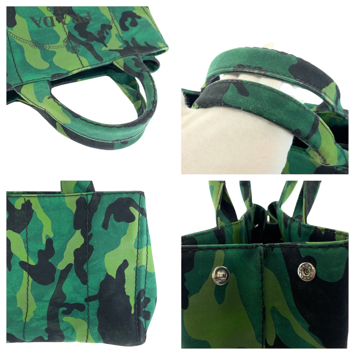 17768
PRADA プラダ カナパトート カモフラ柄 ロゴ グリーン マルチカラー シルバー金具 キャンバス B2642B ショルダーバッグ トートバッグ 2way レディース ABP70