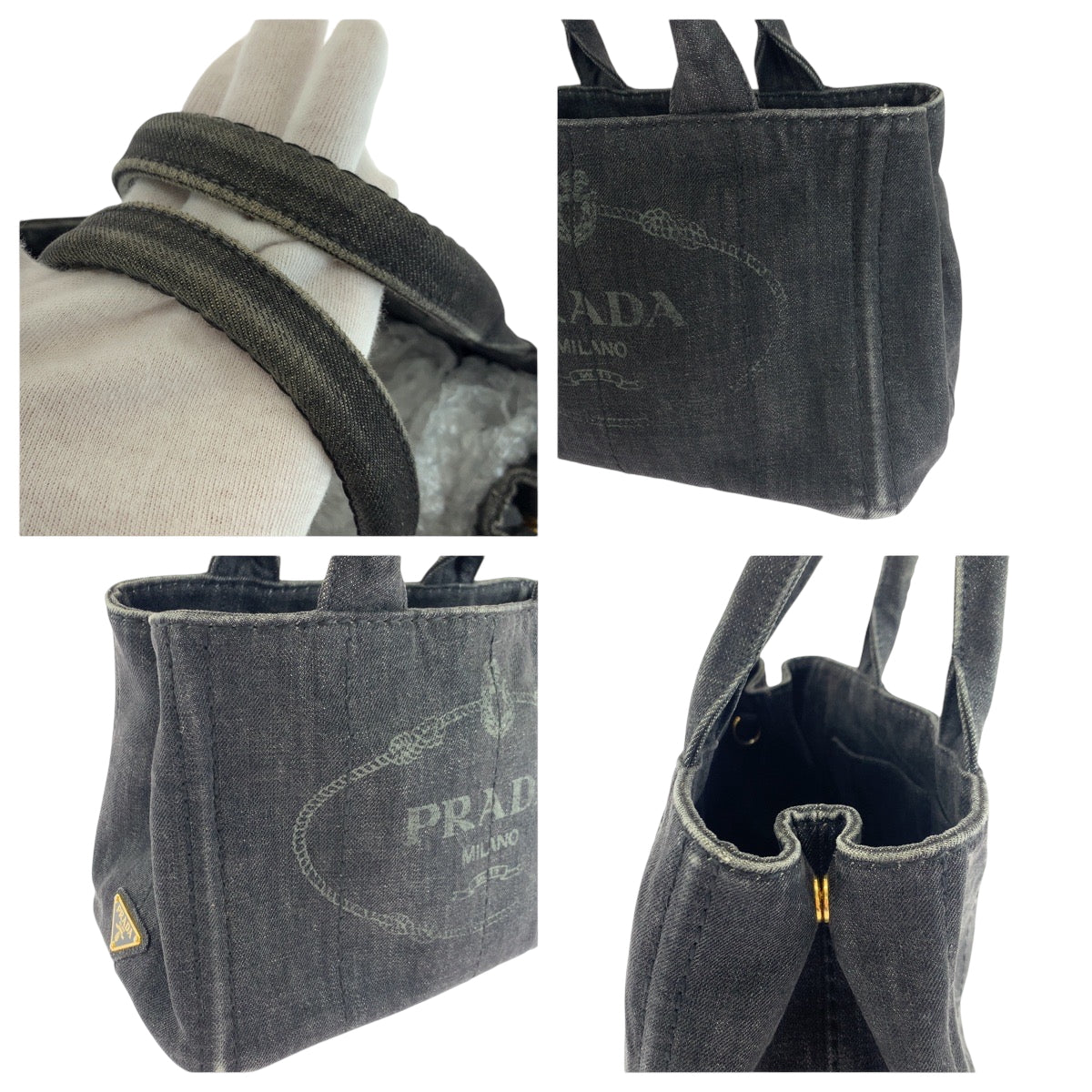 17769
PRADA プラダ カナパトート ロゴ ブラック 黒 ゴールド金具 キャンバス 1BG439 ショルダーバッグ トートバッグ 2way  レディース ABP62