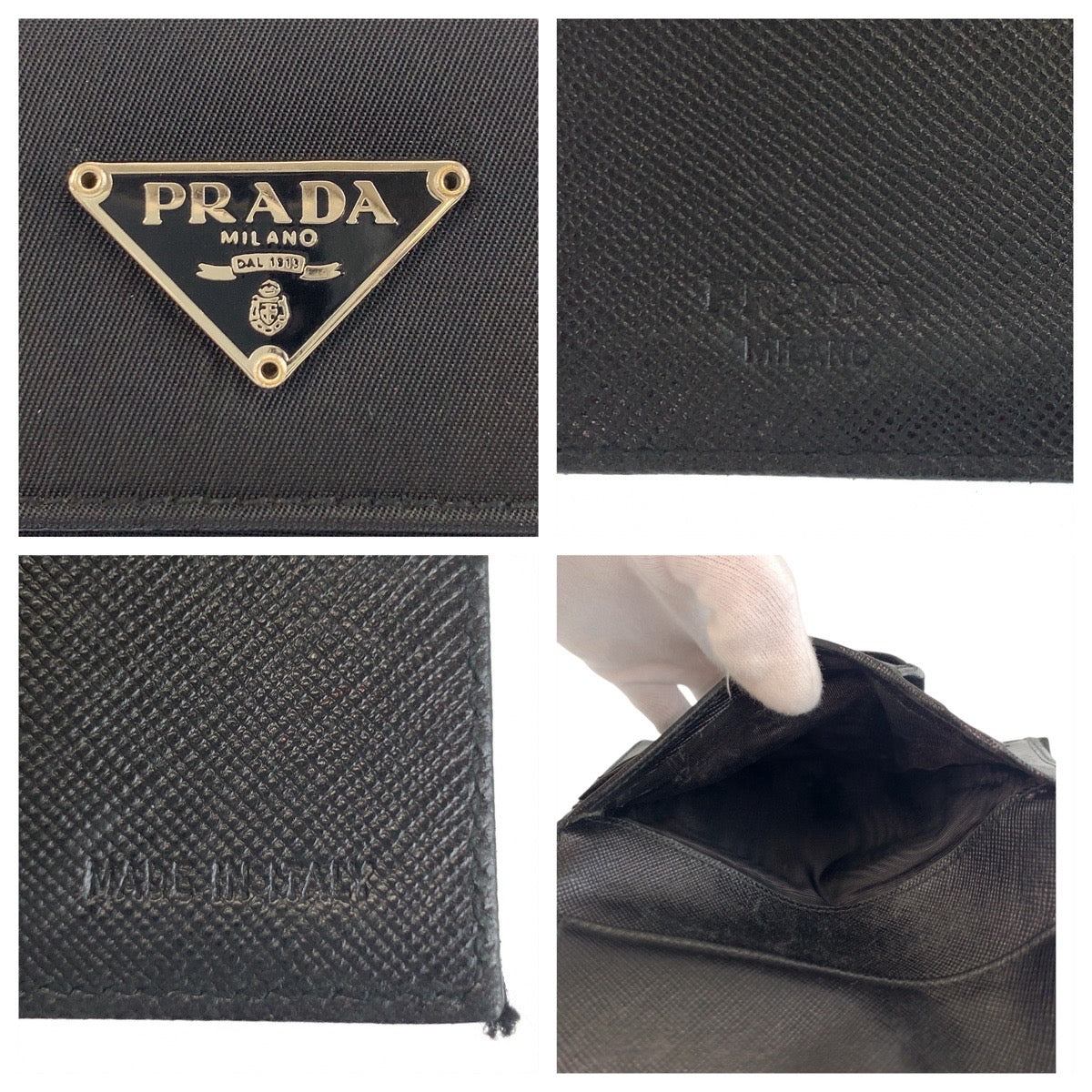 17772
PRADA プラダ テスート 三角ロゴプレート ブラック 黒 シルバー金具 ナイロン 折財布 コンパクトウォレット  レディース AB15