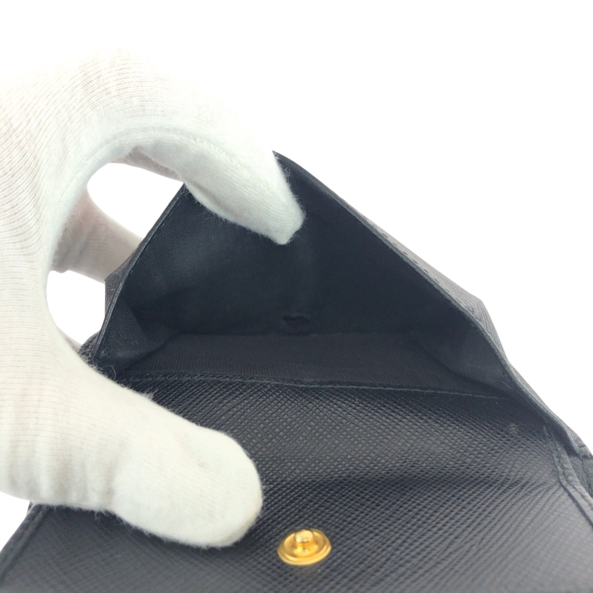 17773
PRADA プラダ サフィアーノ シャイン ロゴ ブラック 黒 ブラック金具 レザー 1MV204 折財布 コンパクトウォレット  メンズ