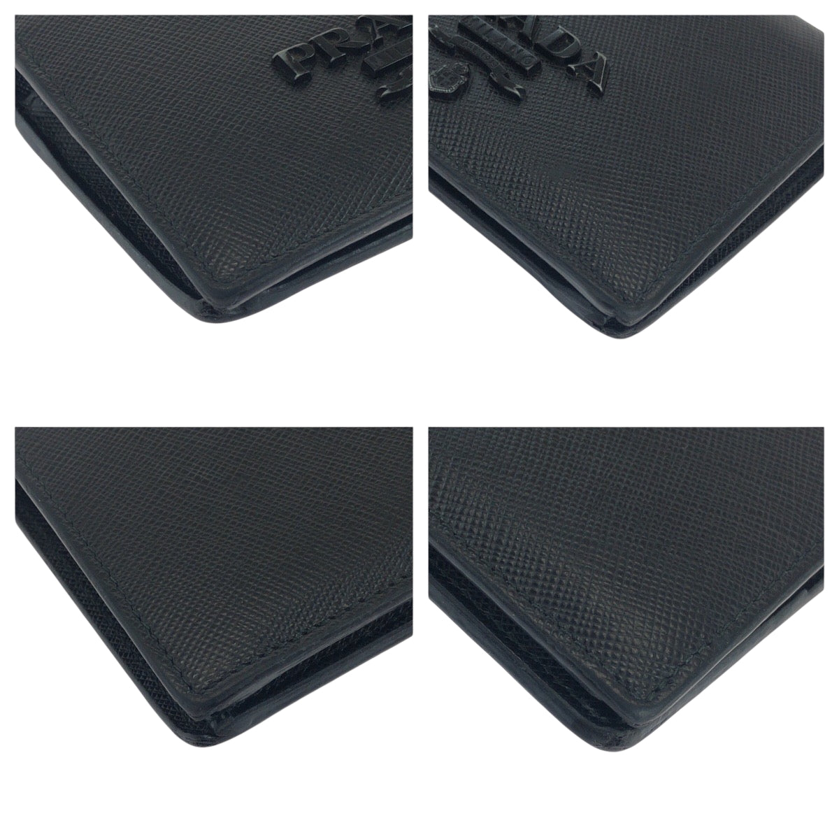 17773
PRADA プラダ サフィアーノ シャイン ロゴ ブラック 黒 ブラック金具 レザー 1MV204 折財布 コンパクトウォレット  メンズ