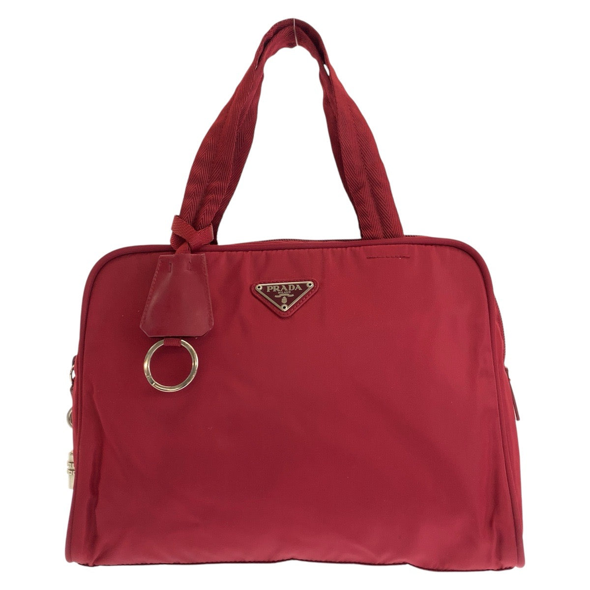 17774
PRADA プラダ テスート 三角ロゴプレート ワインレッド ボルドー シルバー金具 ナイロン トートバッグ ハンドバッグ  レディース AB28
