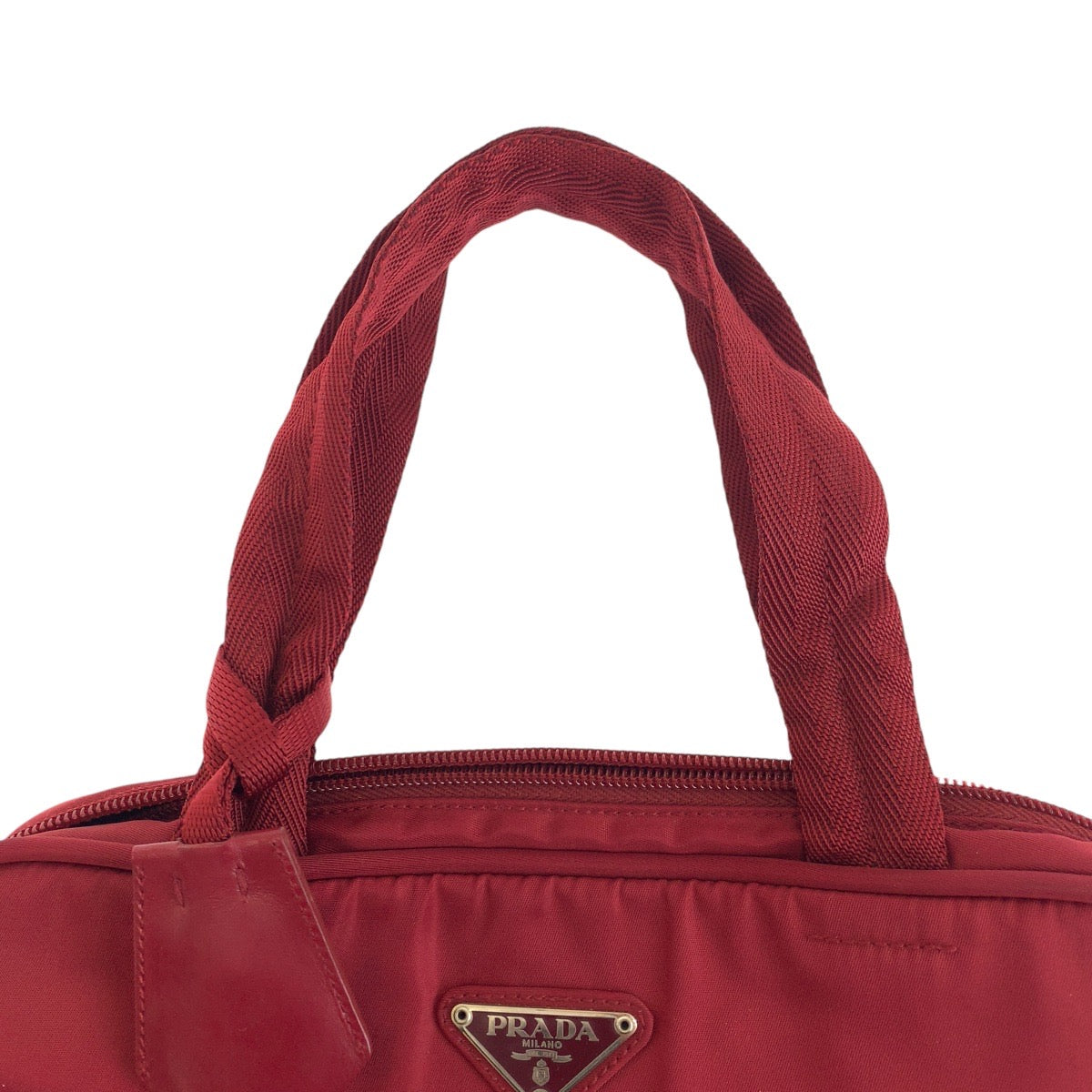 17774
PRADA プラダ テスート 三角ロゴプレート ワインレッド ボルドー シルバー金具 ナイロン トートバッグ ハンドバッグ  レディース AB28
