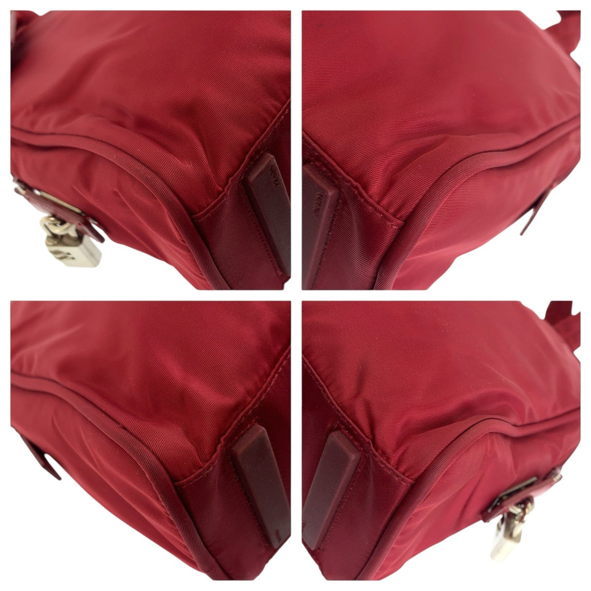 17774
PRADA プラダ テスート 三角ロゴプレート ワインレッド ボルドー シルバー金具 ナイロン トートバッグ ハンドバッグ  レディース AB28