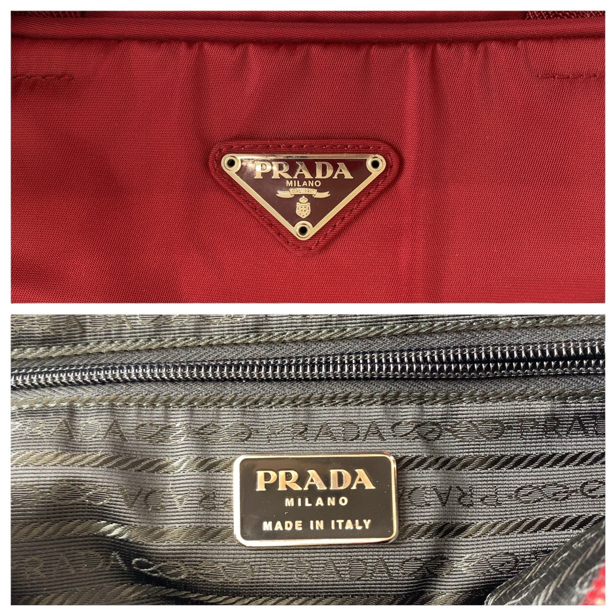 17774
PRADA プラダ テスート 三角ロゴプレート ワインレッド ボルドー シルバー金具 ナイロン トートバッグ ハンドバッグ  レディース AB28