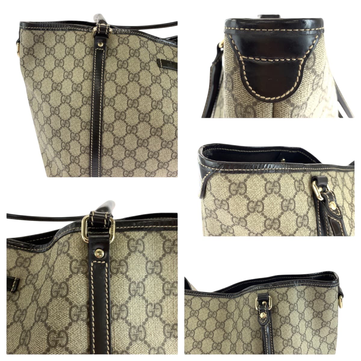 17776
GUCCI グッチ ベージュ ブラウン ゴールド金具 GGスプリームキャンバス 197953 トートバッグ ショルダーバッグ  レディース ABP38