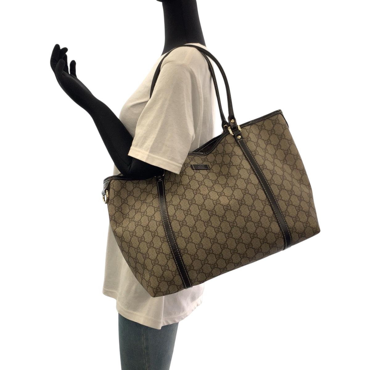 17776
GUCCI グッチ ベージュ ブラウン ゴールド金具 GGスプリームキャンバス 197953 トートバッグ ショルダーバッグ  レディース ABP38