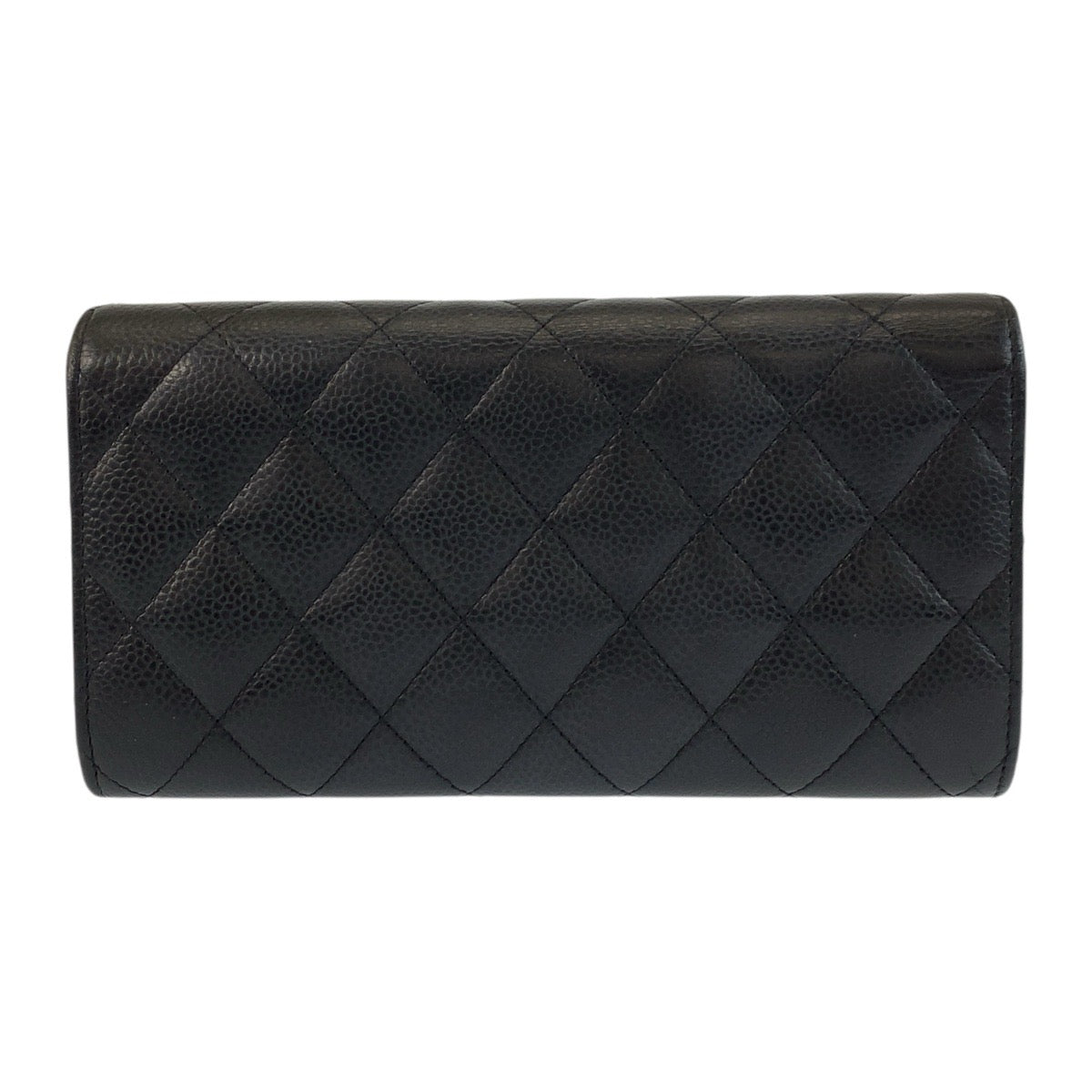 17777
CHANEL シャネル マトラッセ ココマーク ブラック 黒 シルバー金具 キャビアスキン 長財布 ロングウォレット  レディース ABP85