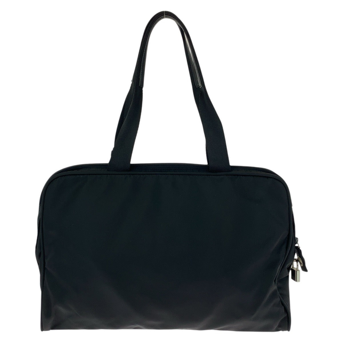 17781
PRADA Tessuto Triangle Logo Plate Black Silver Hardware Nylon Shoulder Bag Tote Bag Ladies A48