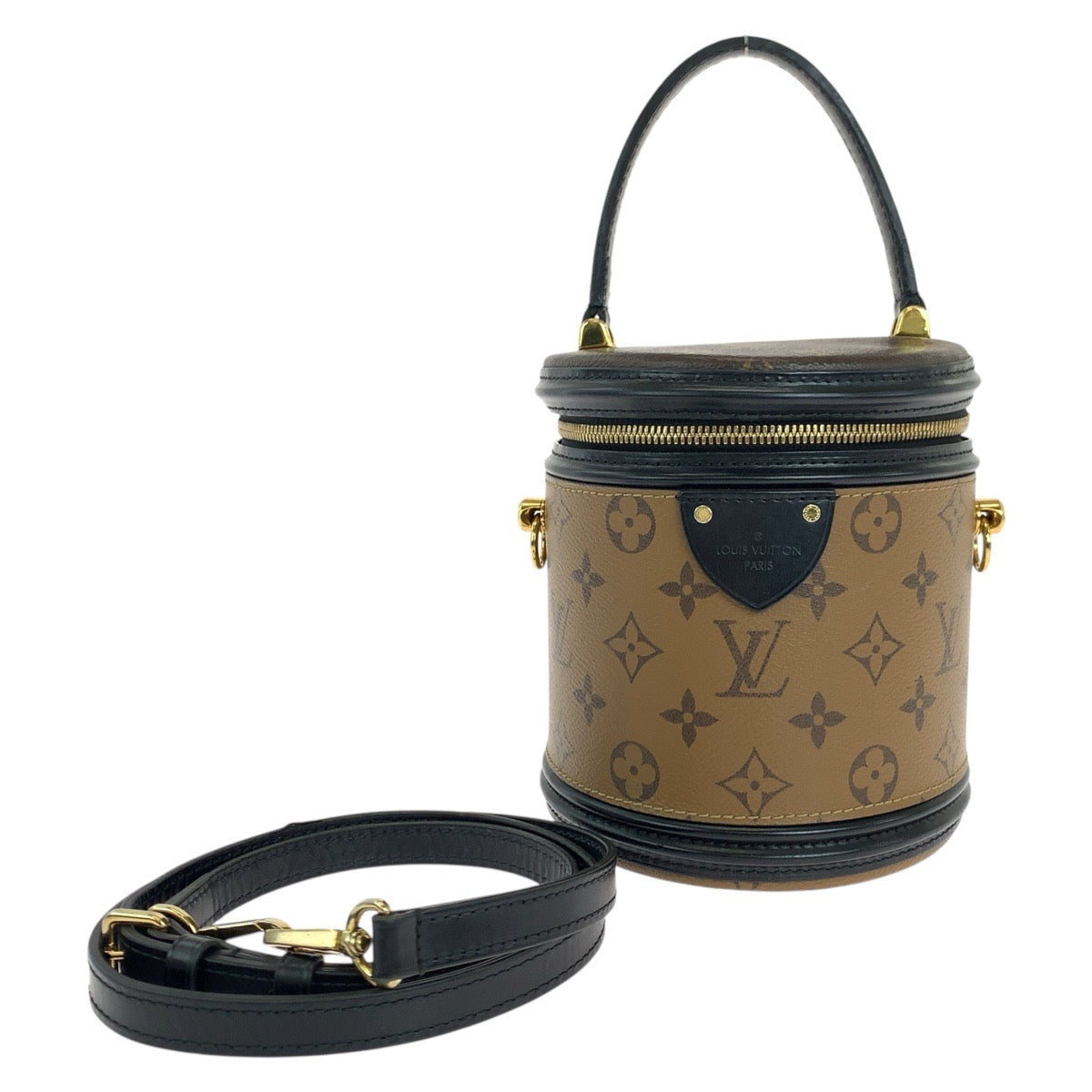 17782
LOUIS VUITTON ルイヴィトン モノグラム リバース カンヌ ブラウン ゴールド金具 PVC / レザー M43986 ハンドバッグ バニティバッグ ショルダーバッグ 2way  レディース AB190