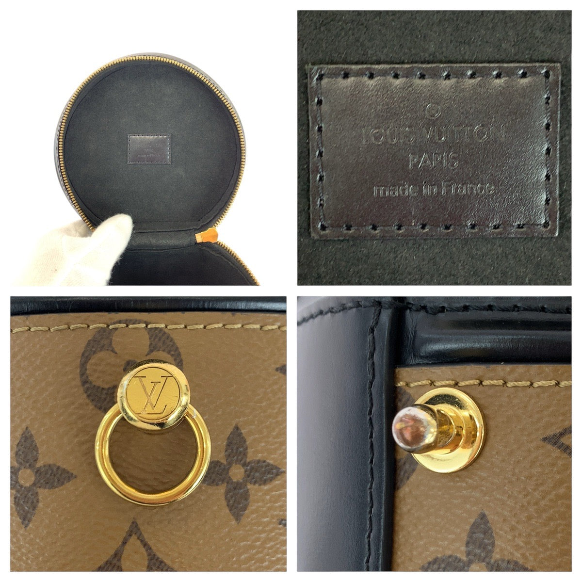 17782
LOUIS VUITTON ルイヴィトン モノグラム リバース カンヌ ブラウン ゴールド金具 PVC / レザー M43986 ハンドバッグ バニティバッグ ショルダーバッグ 2way  レディース AB190