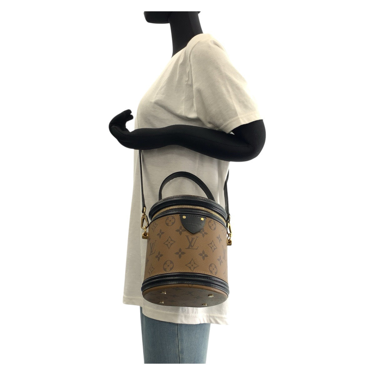 17782
LOUIS VUITTON ルイヴィトン モノグラム リバース カンヌ ブラウン ゴールド金具 PVC / レザー M43986 ハンドバッグ バニティバッグ ショルダーバッグ 2way  レディース AB190
