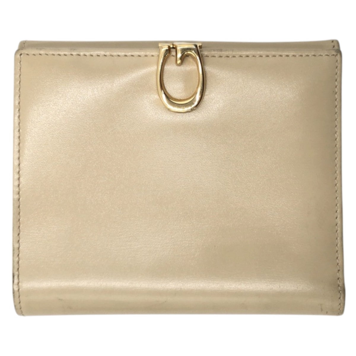 17784
GUCCI グッチ Gクリップ ベージュ ゴールド レザー 折財布 二つ折り財布 コンパクトウォレット レディース B4