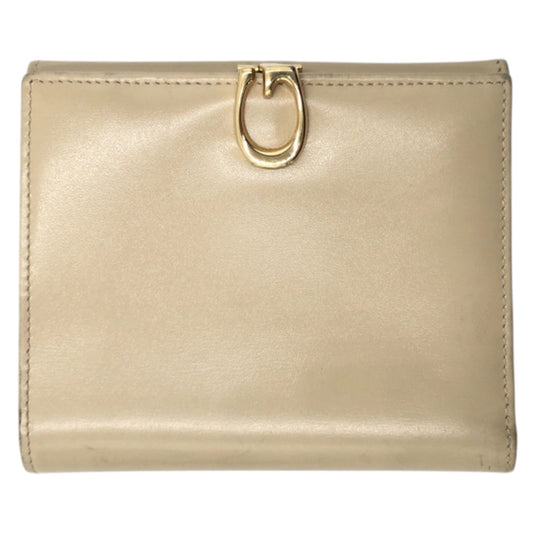 17784
GUCCI グッチ Gクリップ ベージュ ゴールド レザー 折財布 二つ折り財布 コンパクトウォレット レディース B4