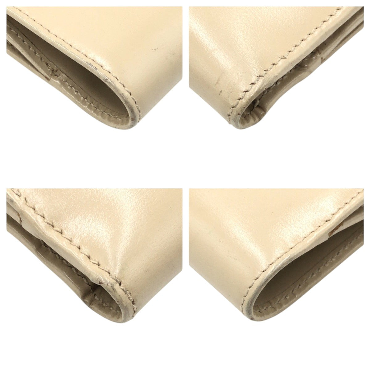 17784
GUCCI グッチ Gクリップ ベージュ ゴールド レザー 折財布 二つ折り財布 コンパクトウォレット レディース B4