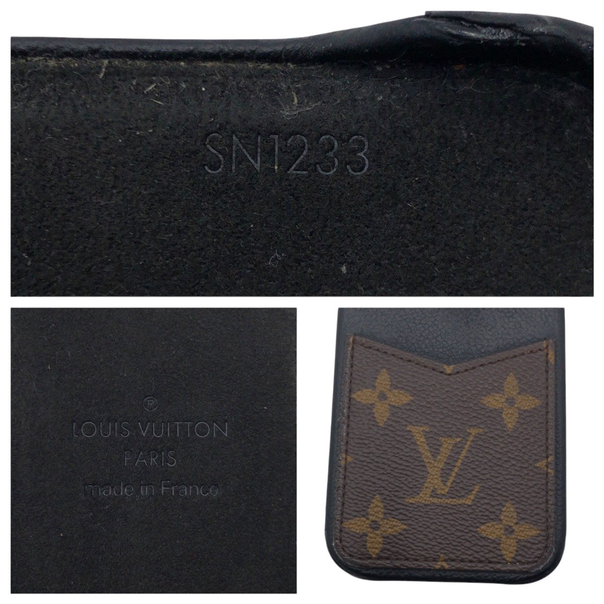 17785
LOUIS VUITTON ルイヴィトン モノグラム ブラック 黒 ブラウン 茶色 レザー iPhoneケース iPhone 15 Proケース 男女兼用 メンズ B6