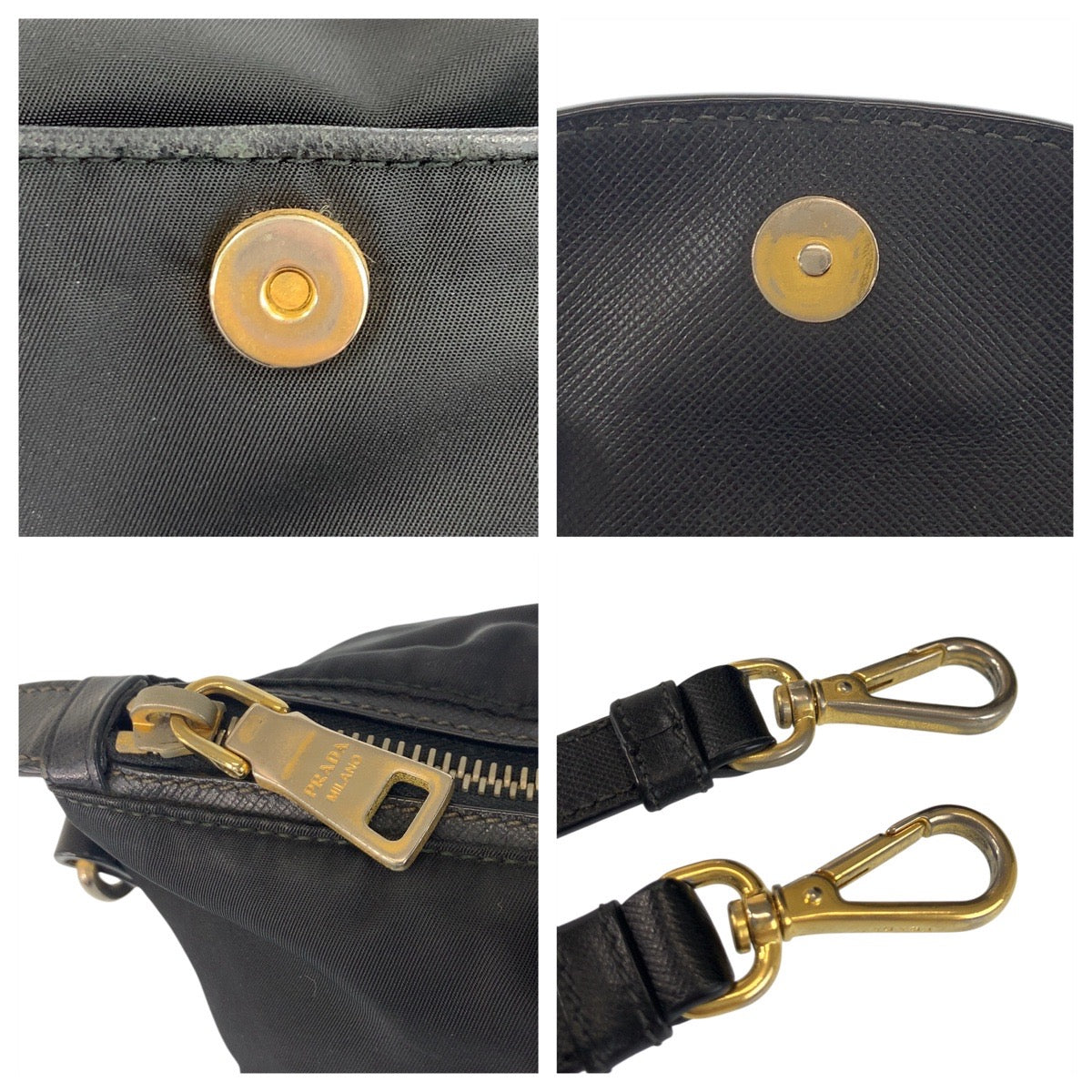 17792
PRADA プラダ テスート 三角ロゴプレート ブラック 黒 ゴールド金具 ナイロン / レザー トートバッグ ショルダーバッグ 2way  レディース AB40