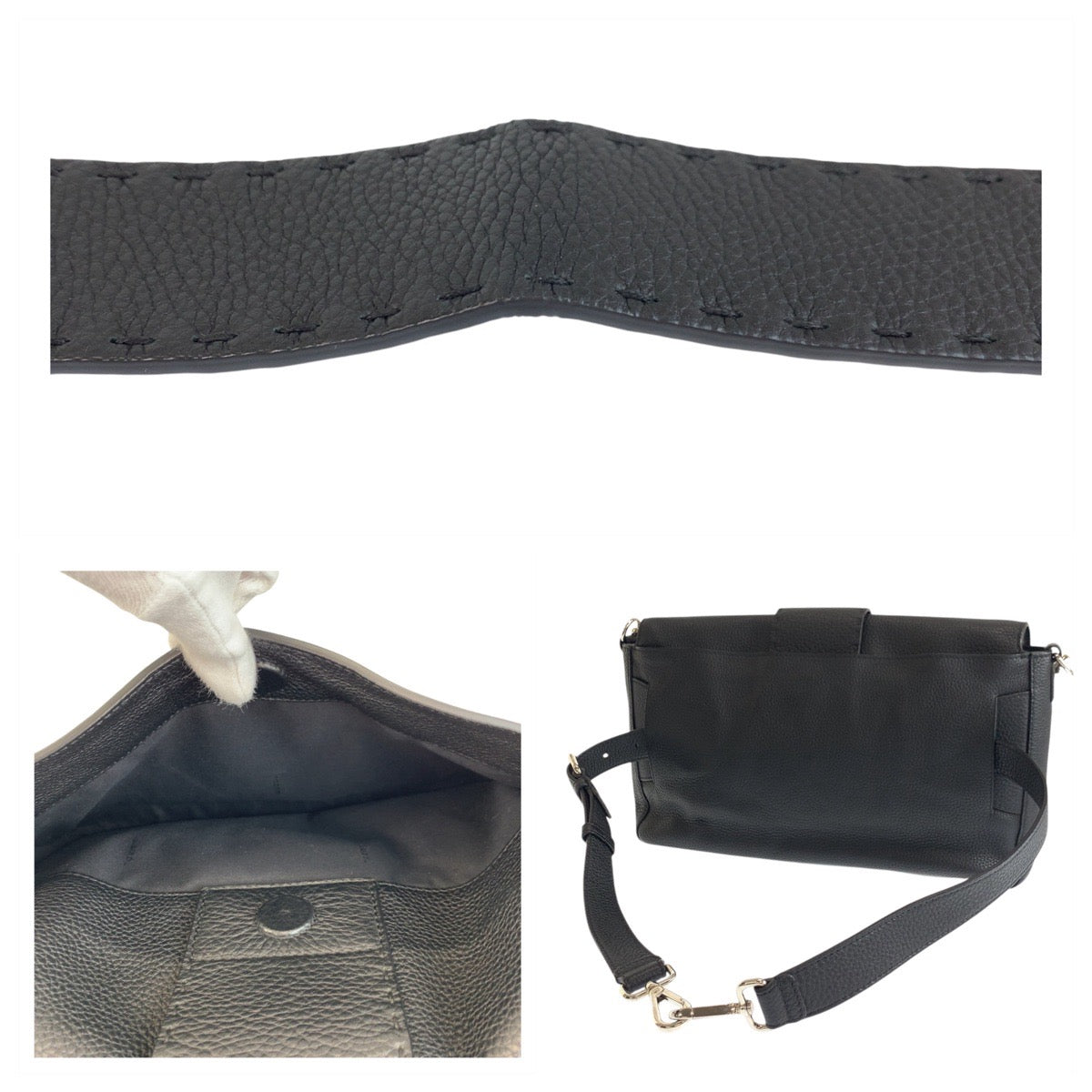 17793
FENDI フェンディ セレリア マンマバケット ブラック 黒 シルバー金具 レザー ショルダーバッグ ハンドバッグ 2way メンズ A220