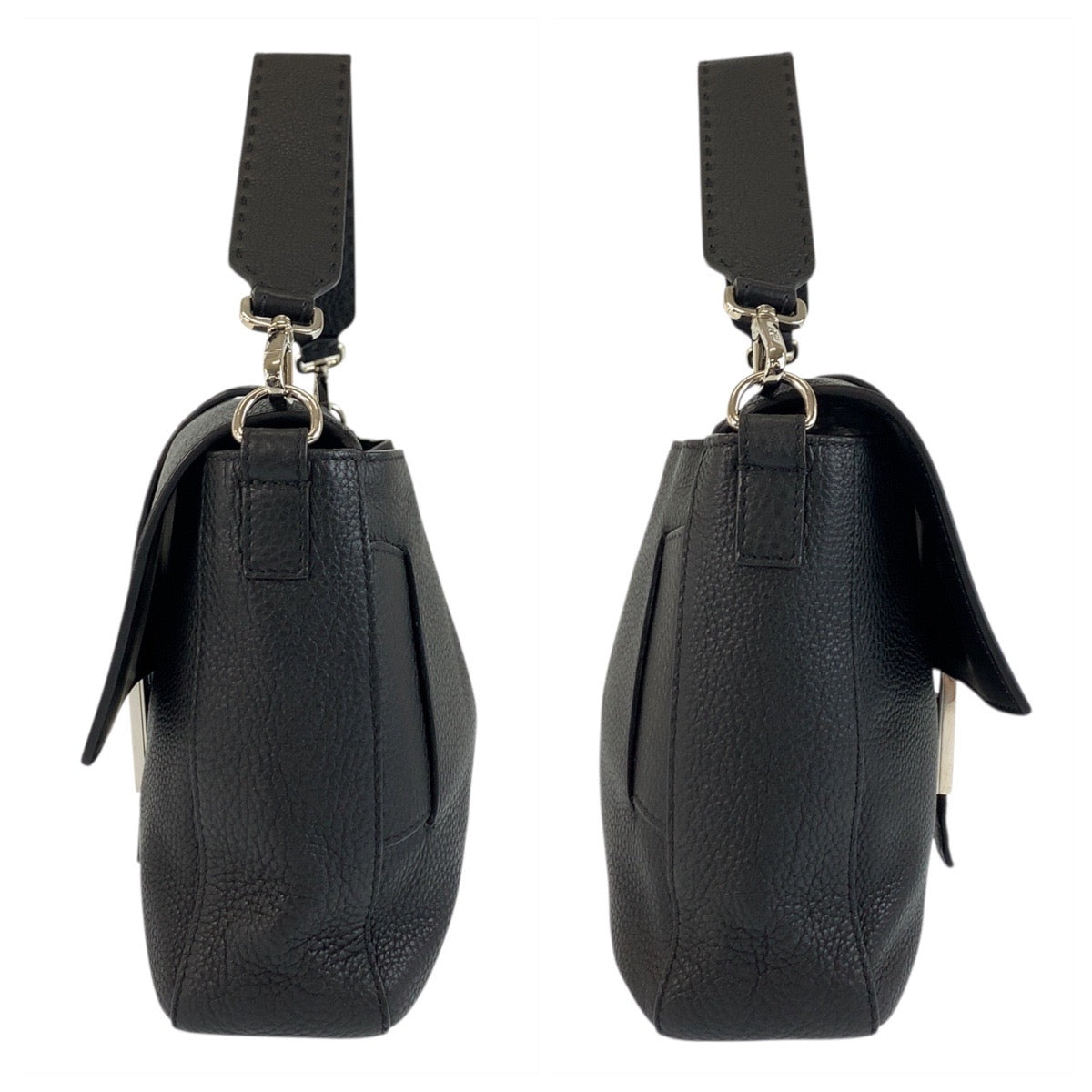 17793
FENDI フェンディ セレリア マンマバケット ブラック 黒 シルバー金具 レザー ショルダーバッグ ハンドバッグ 2way メンズ A220
