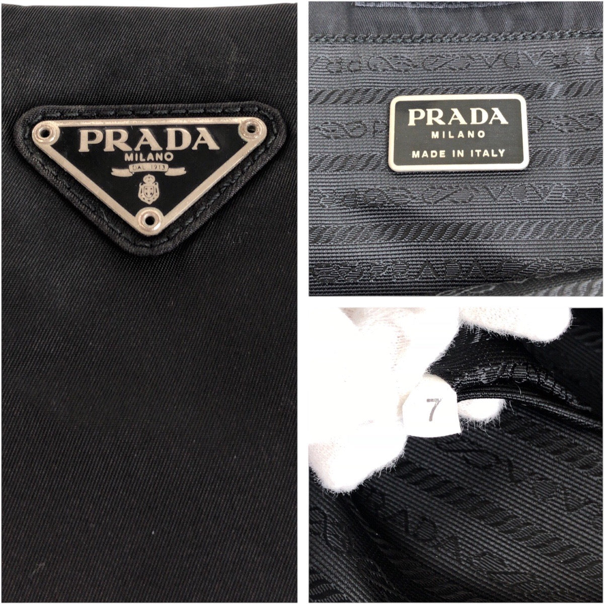17795
PRADA プラダ テスート 三角ロゴプレート ブラック 黒 シルバー金具 ナイロン トートバッグ ショルダーバッグ  レディース ABP38