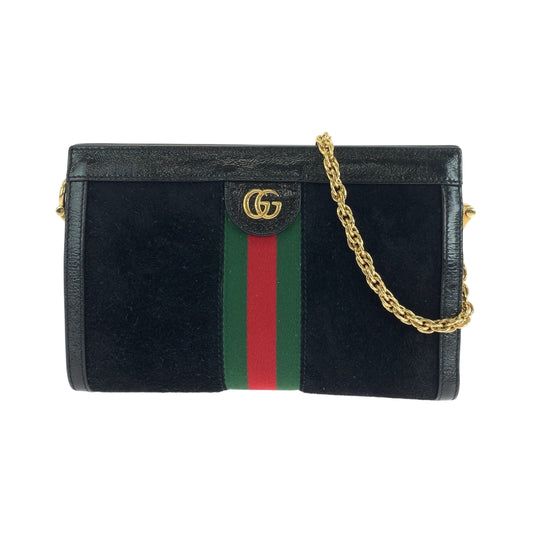 17799
GUCCI グッチ シェリーライン ブラック 黒 ゴールド金具 スウェード 503877 チェーンショルダーバッグ ポシェット  レディース ABP75