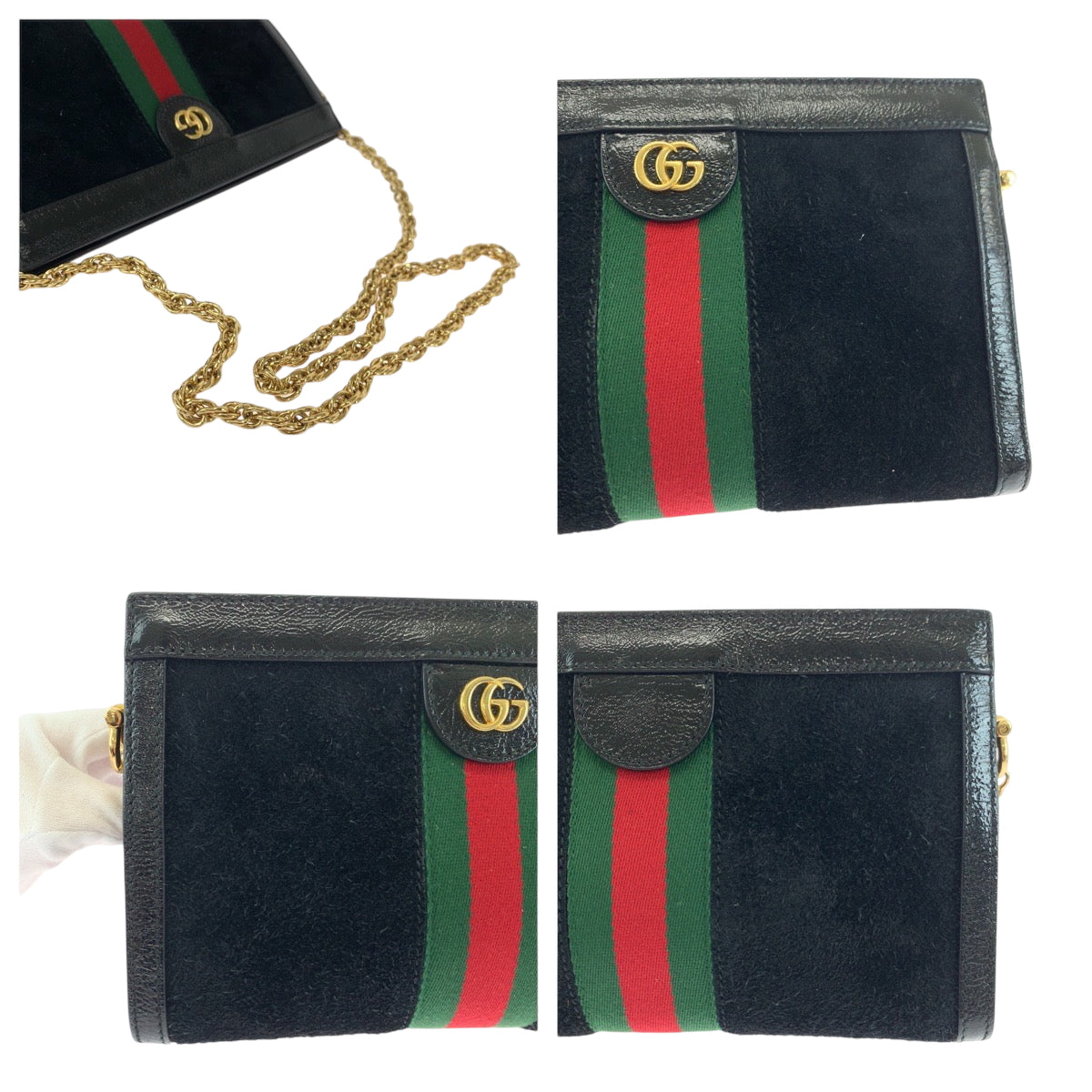 17799
GUCCI グッチ シェリーライン ブラック 黒 ゴールド金具 スウェード 503877 チェーンショルダーバッグ ポシェット  レディース ABP75
