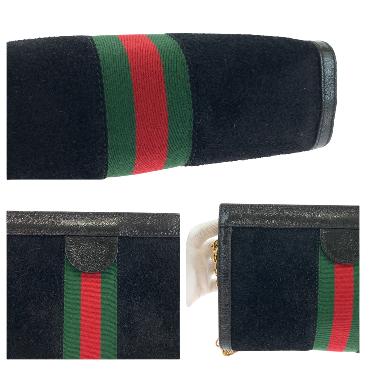 17799
GUCCI グッチ シェリーライン ブラック 黒 ゴールド金具 スウェード 503877 チェーンショルダーバッグ ポシェット  レディース ABP75