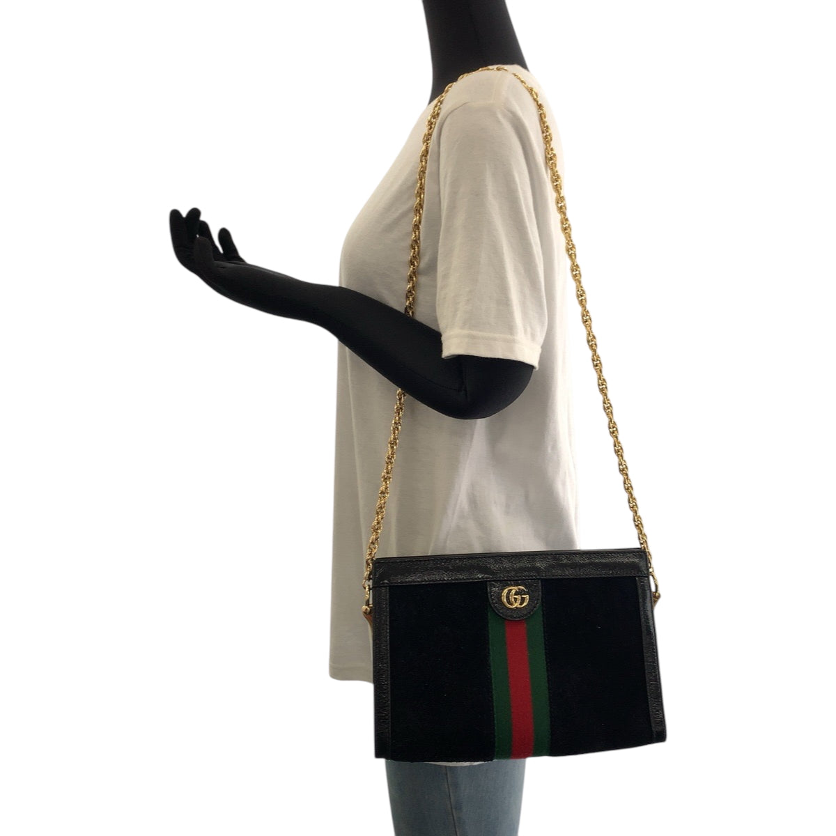 17799
GUCCI グッチ シェリーライン ブラック 黒 ゴールド金具 スウェード 503877 チェーンショルダーバッグ ポシェット  レディース ABP75