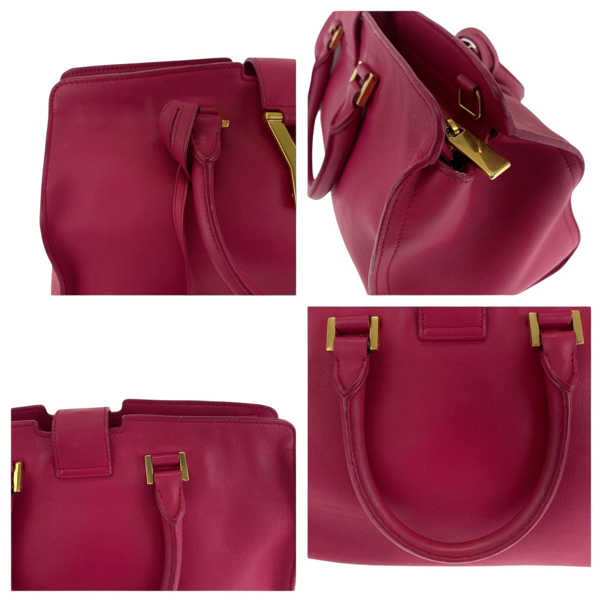 17800
SAINT LAURENT PARIS サンローランパリ プチカバス Yライン フューシャ ピンク ゴールド金具 レザー 311210 BJ50J 5514 ショルダーバッグ ハンドバッグ  レディース ABP66