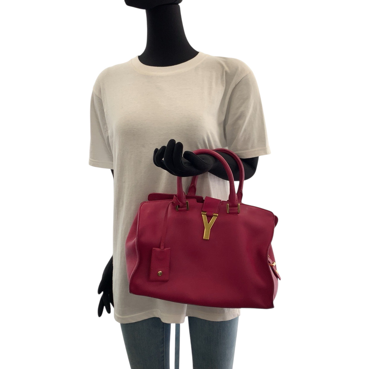 17800
SAINT LAURENT PARIS サンローランパリ プチカバス Yライン フューシャ ピンク ゴールド金具 レザー 311210 BJ50J 5514 ショルダーバッグ ハンドバッグ  レディース ABP66