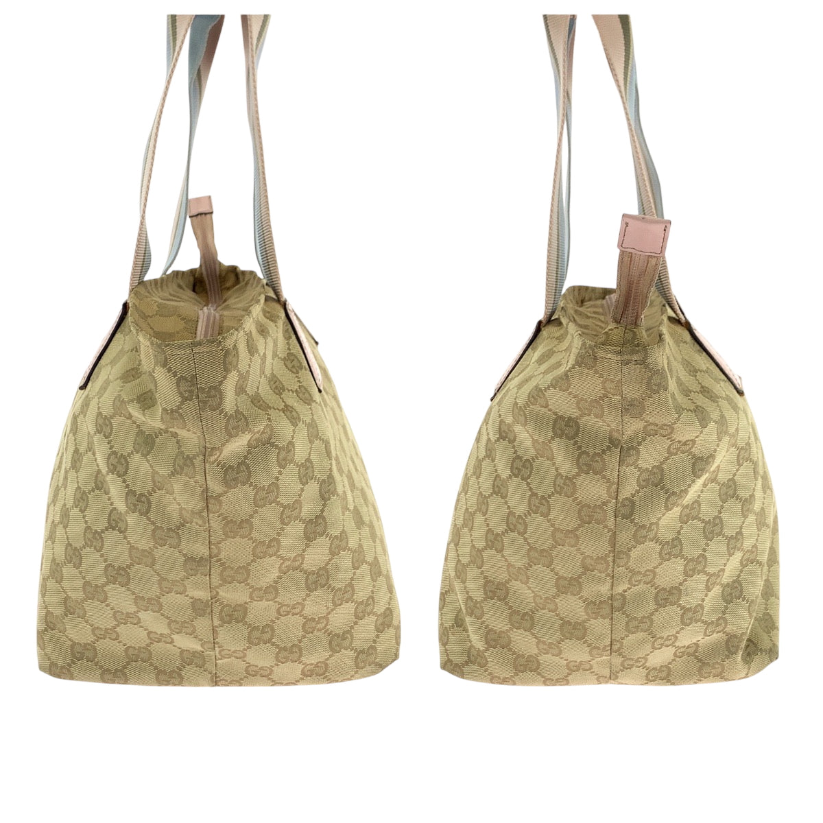 17801
GUCCI グッチ ベージュ ピンク ブルー ゴールド金具 GGキャンバス 131230 トートバッグ ショルダーバッグ  レディース ABP39