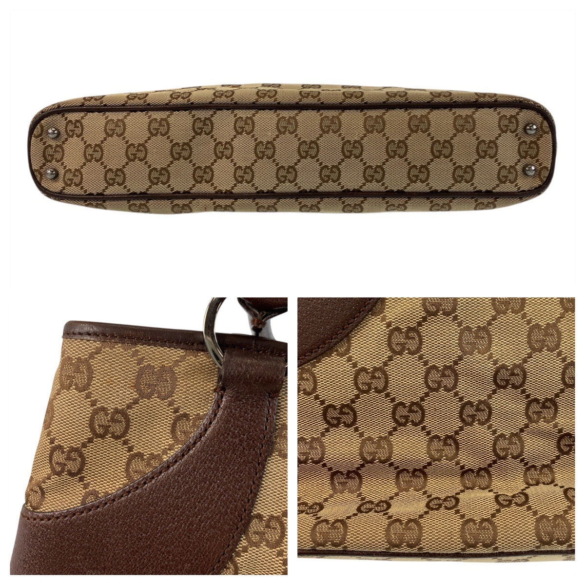 17802
GUCCI グッチ ベージュ ブラウン GGキャンバス / レザー 113015 トートバッグ ショルダーバッグ レディース ABP40