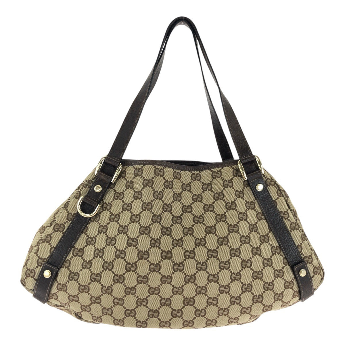17803
GUCCI グッチ ベージュ ブラウン ゴールド金具  GGキャンバス / レザー 130736 トートバッグ ショルダーバッグ  レディース