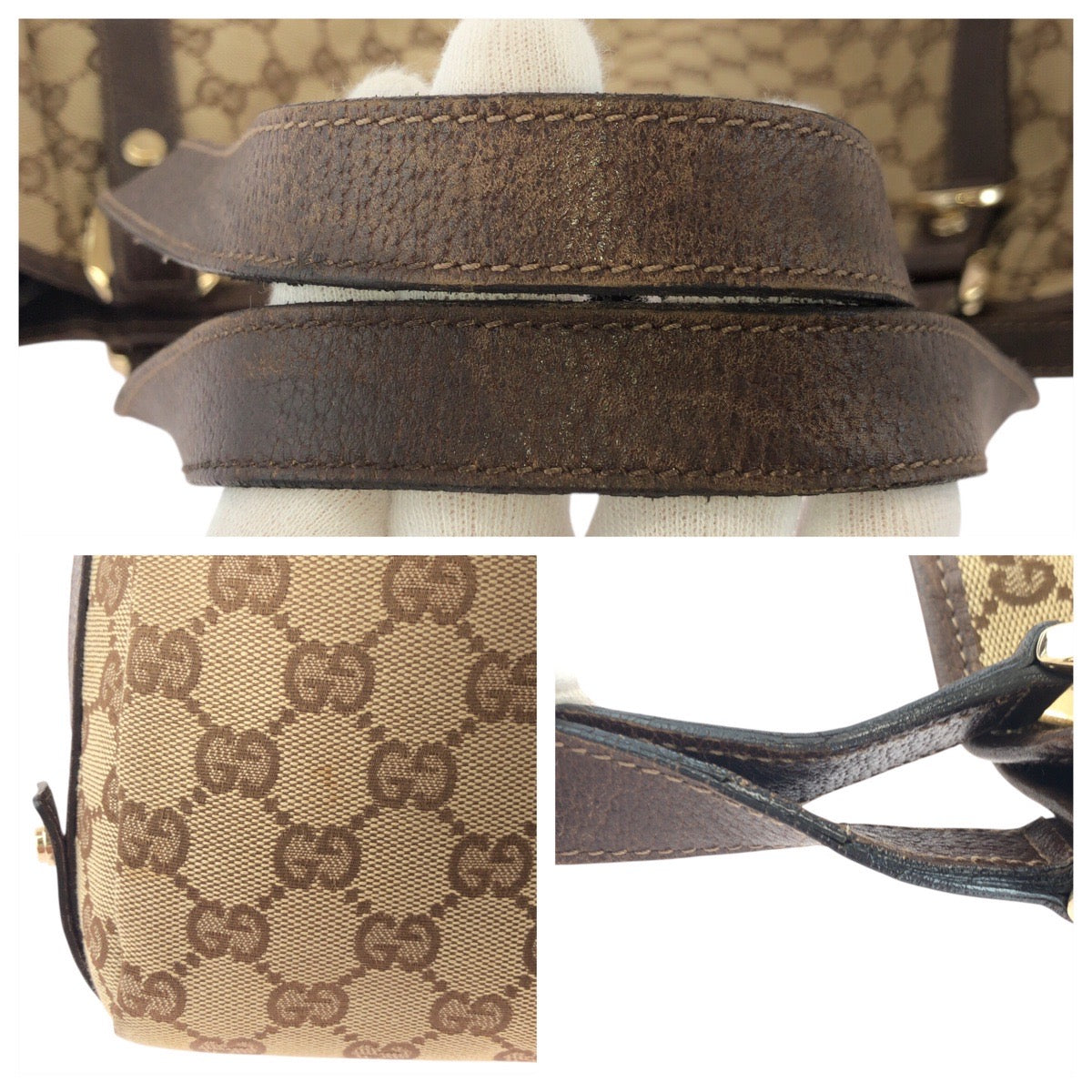 17803
GUCCI グッチ ベージュ ブラウン ゴールド金具  GGキャンバス / レザー 130736 トートバッグ ショルダーバッグ  レディース
