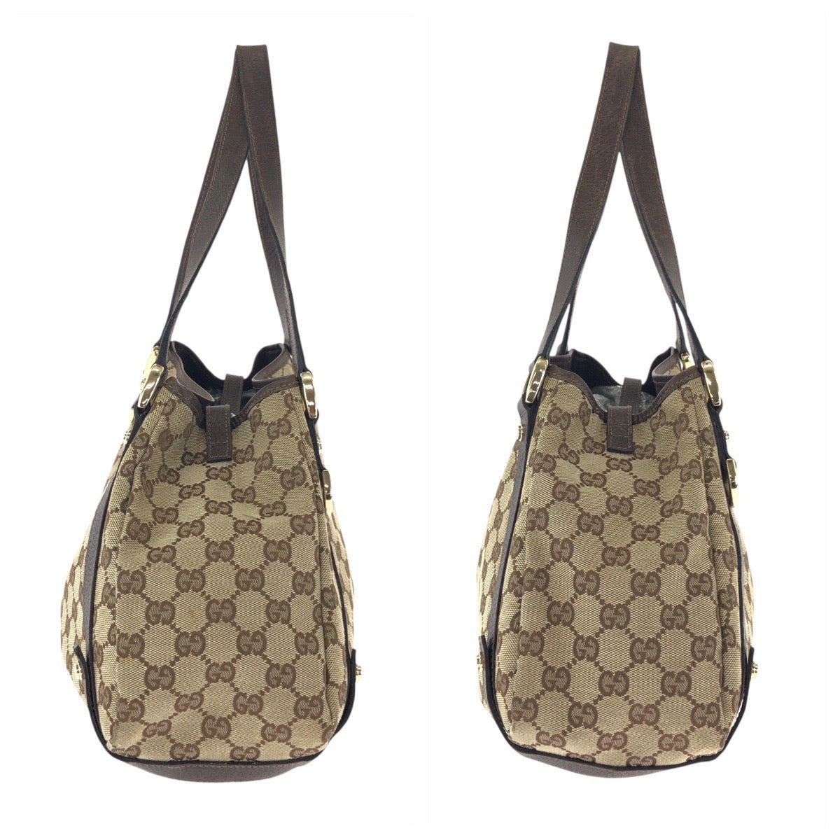 17803
GUCCI グッチ ベージュ ブラウン ゴールド金具  GGキャンバス / レザー 130736 トートバッグ ショルダーバッグ  レディース