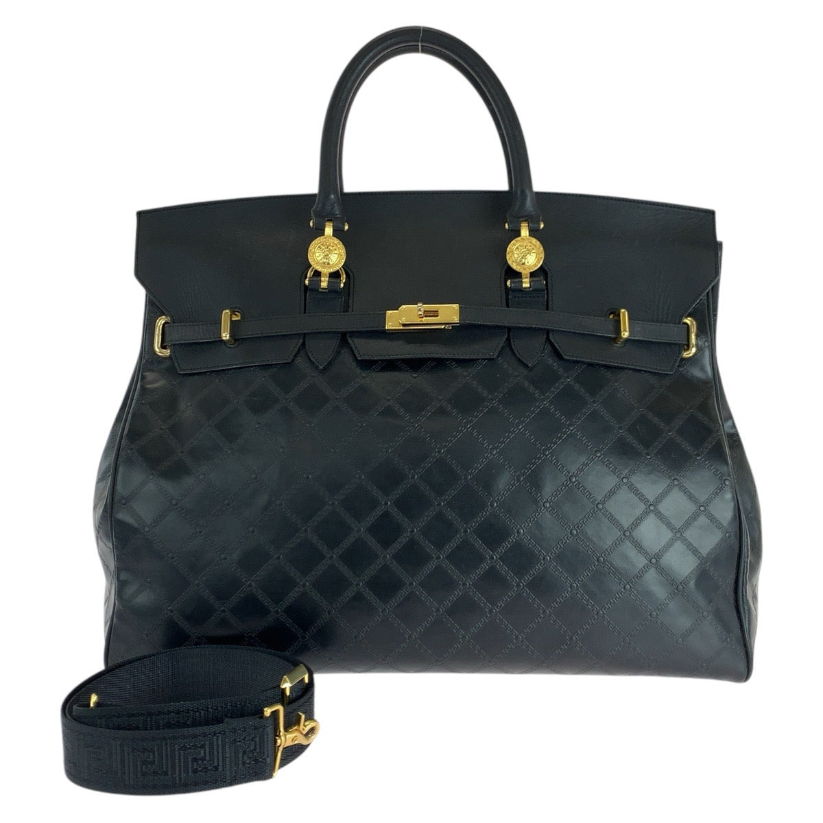 17804
Gianni Versace ジャンニ ヴェルサーチ ヴィンテージ サンバースト ブラック 黒 ゴールド金具 レザー ボストンバッグ ショルダーバッグ 2way  メンズ ABP100