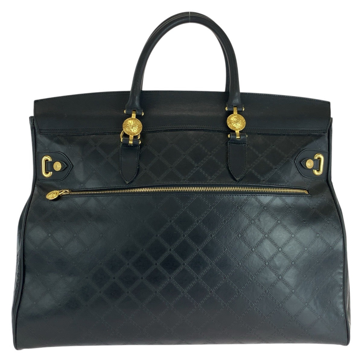17804
Gianni Versace ジャンニ ヴェルサーチ ヴィンテージ サンバースト ブラック 黒 ゴールド金具 レザー ボストンバッグ ショルダーバッグ 2way  メンズ ABP100