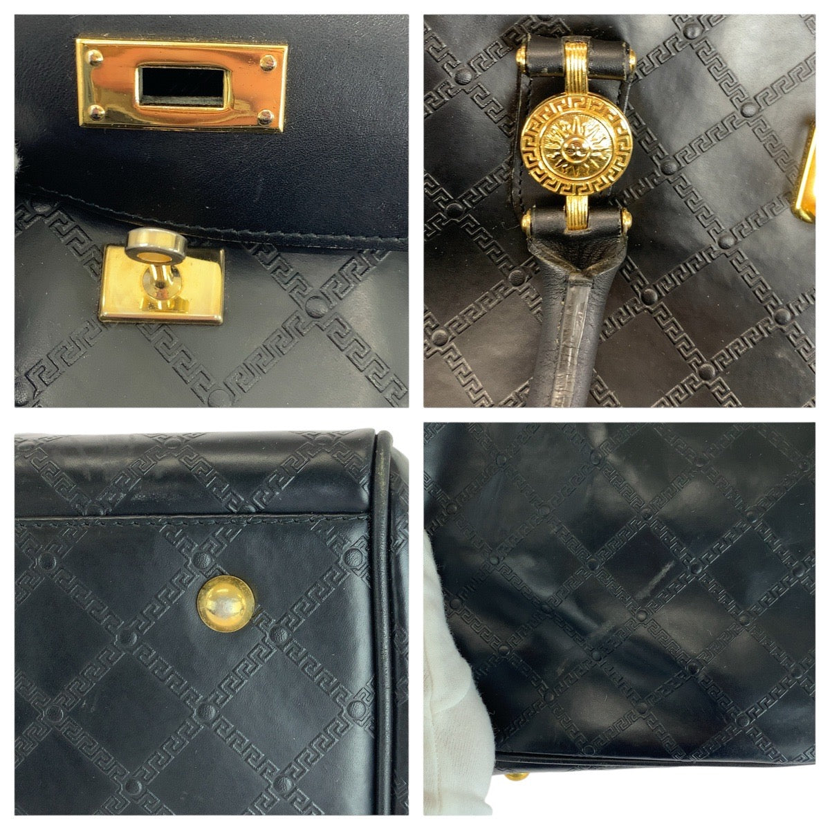 17804
Gianni Versace ジャンニ ヴェルサーチ ヴィンテージ サンバースト ブラック 黒 ゴールド金具 レザー ボストンバッグ ショルダーバッグ 2way  メンズ ABP100