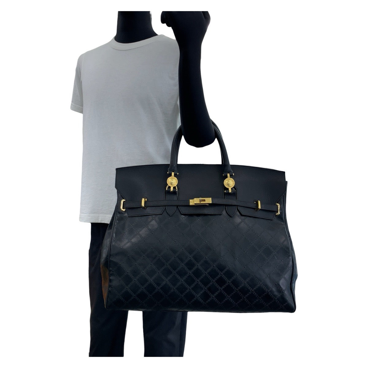 17804
Gianni Versace ジャンニ ヴェルサーチ ヴィンテージ サンバースト ブラック 黒 ゴールド金具 レザー ボストンバッグ ショルダーバッグ 2way  メンズ ABP100