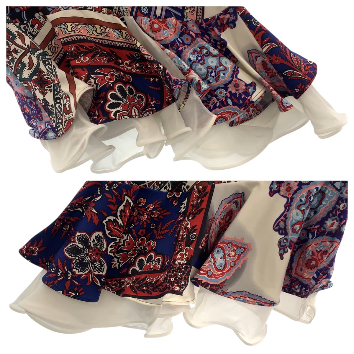 17806
LOUIS VUITTON ルイヴィトン パッチワーク アシンメトリー サイズ34 ブルー レッド マルチカラー シルク / レーヨン RW162B XS3 FASK57 スカート レディース A30