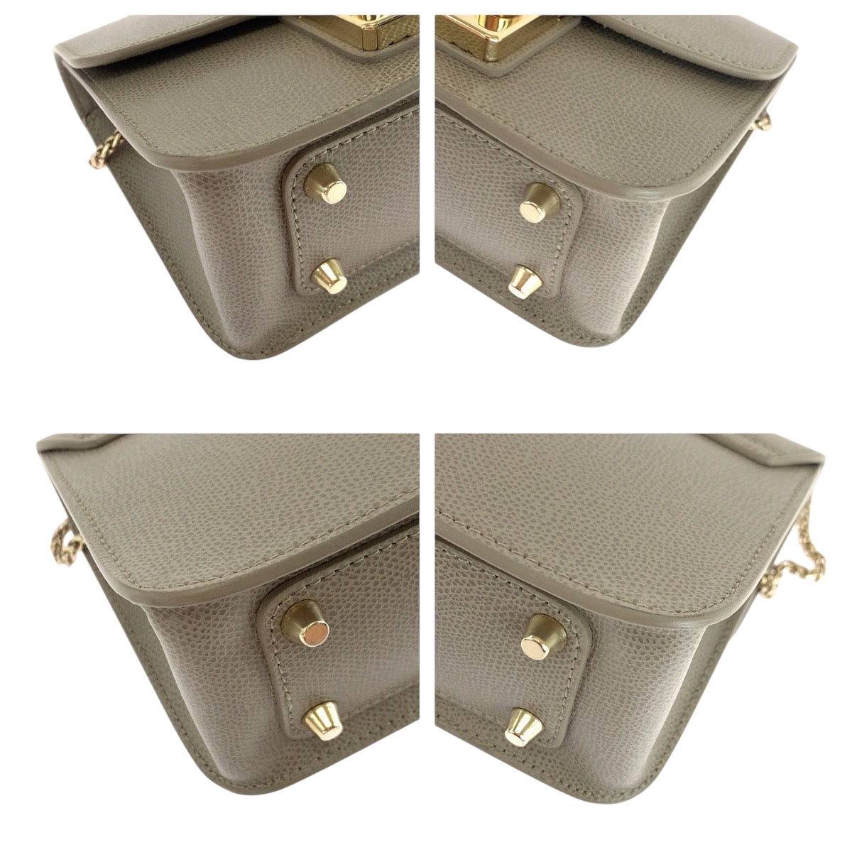 17807
Furla フルラ メトロポリス グレージュ ゴールド金具 レザー チェーンショルダーバッグ ポシェット  レディース A12