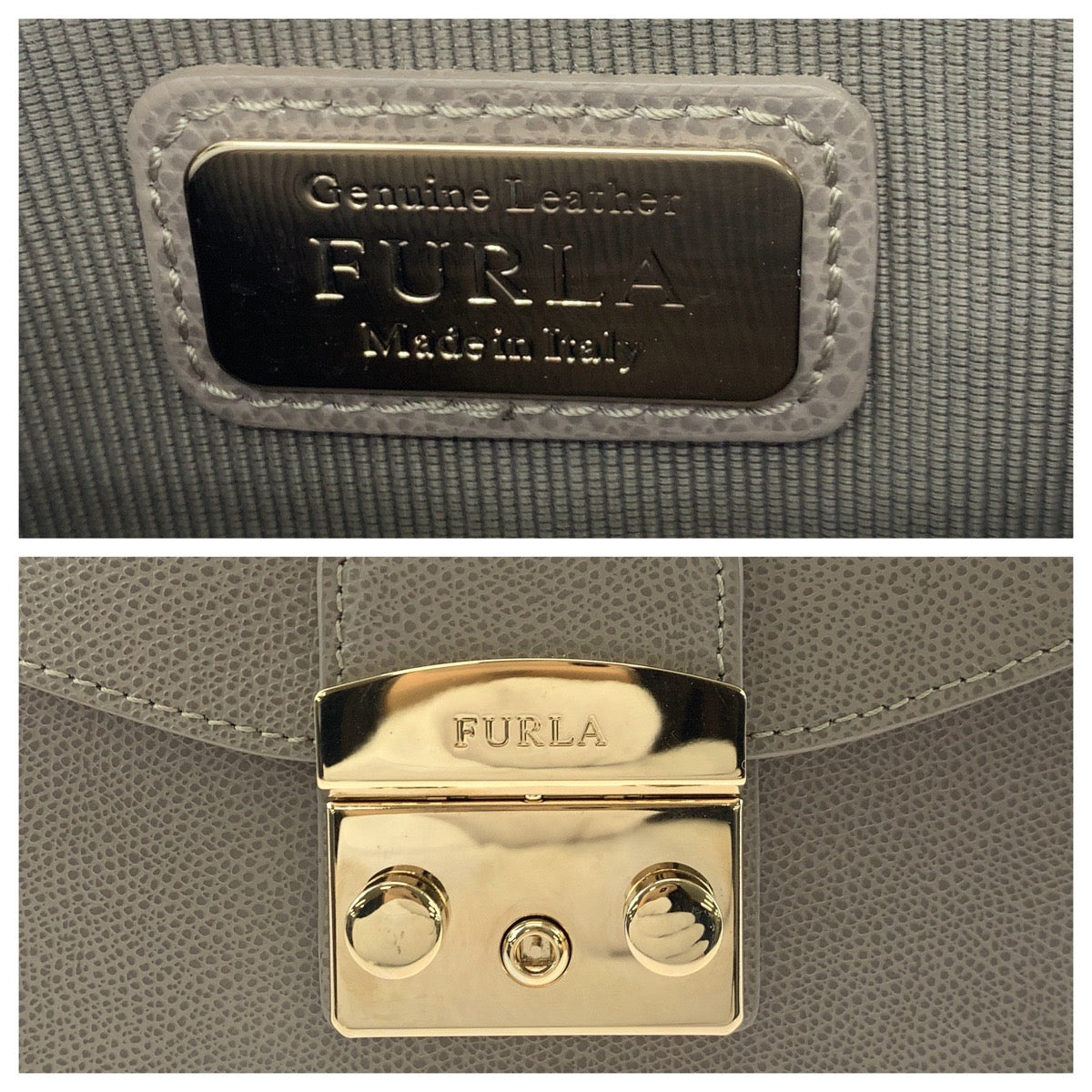 17807
Furla フルラ メトロポリス グレージュ ゴールド金具 レザー チェーンショルダーバッグ ポシェット  レディース A12