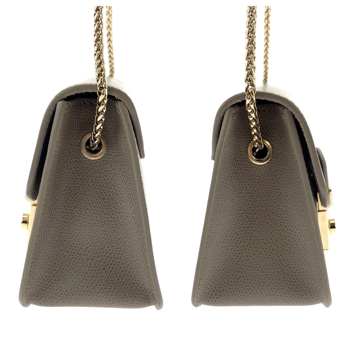 17807
Furla フルラ メトロポリス グレージュ ゴールド金具 レザー チェーンショルダーバッグ ポシェット  レディース A12