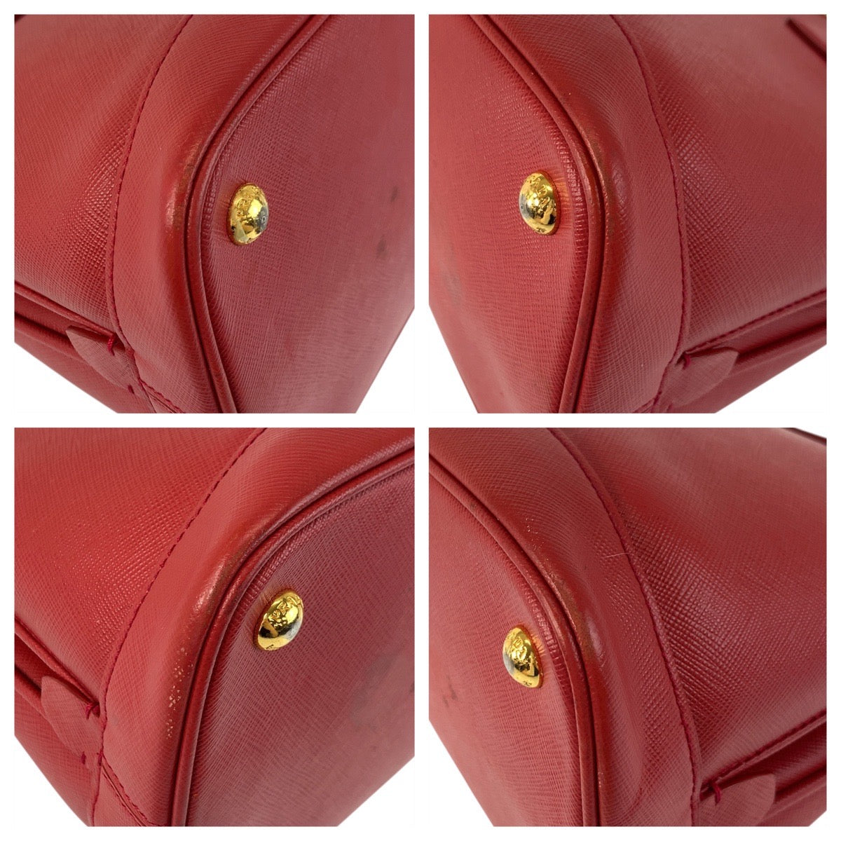 17808
PRADA プラダ サフィアーノ プロムナード レッド ゴールド金具 レザー ハンドバッグ レディース AB67