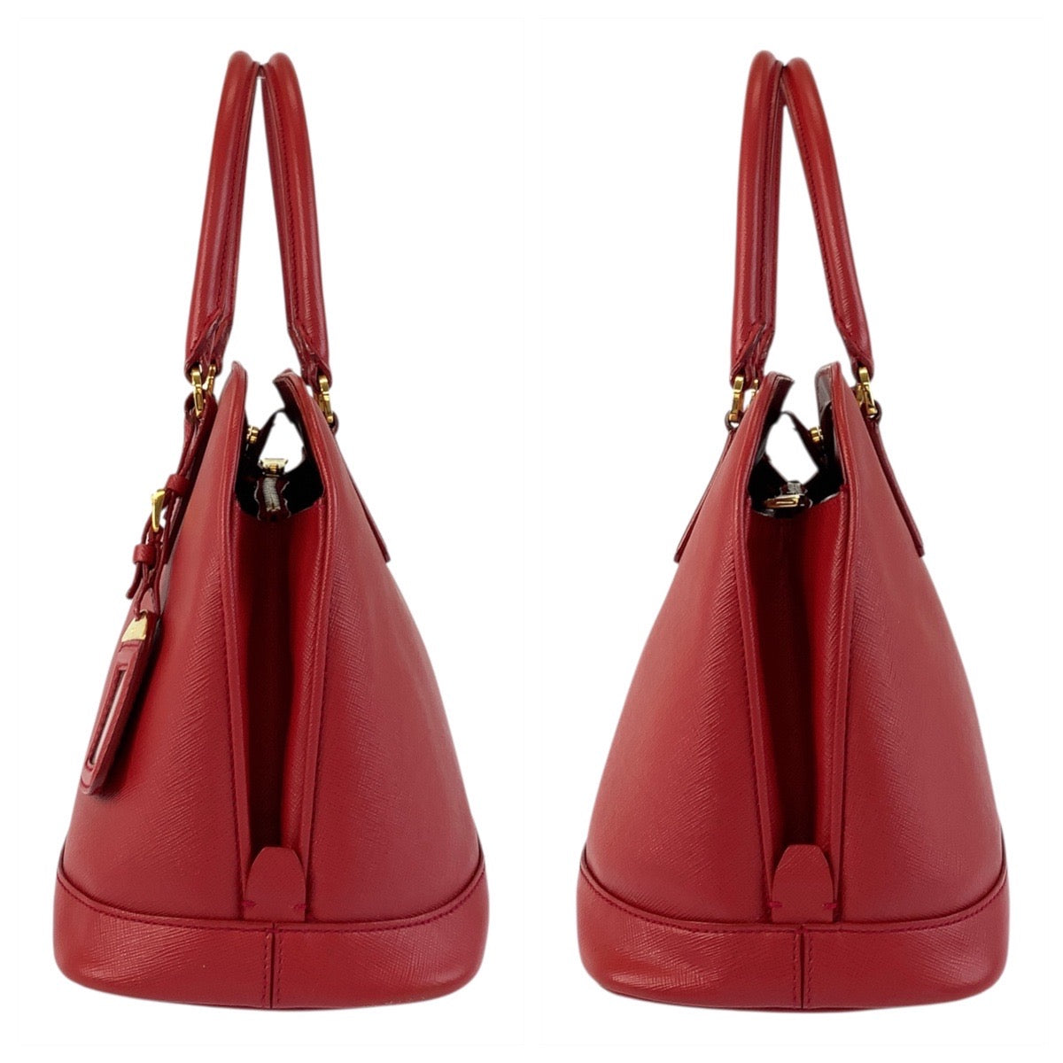 17808
PRADA プラダ サフィアーノ プロムナード レッド ゴールド金具 レザー ハンドバッグ レディース AB67