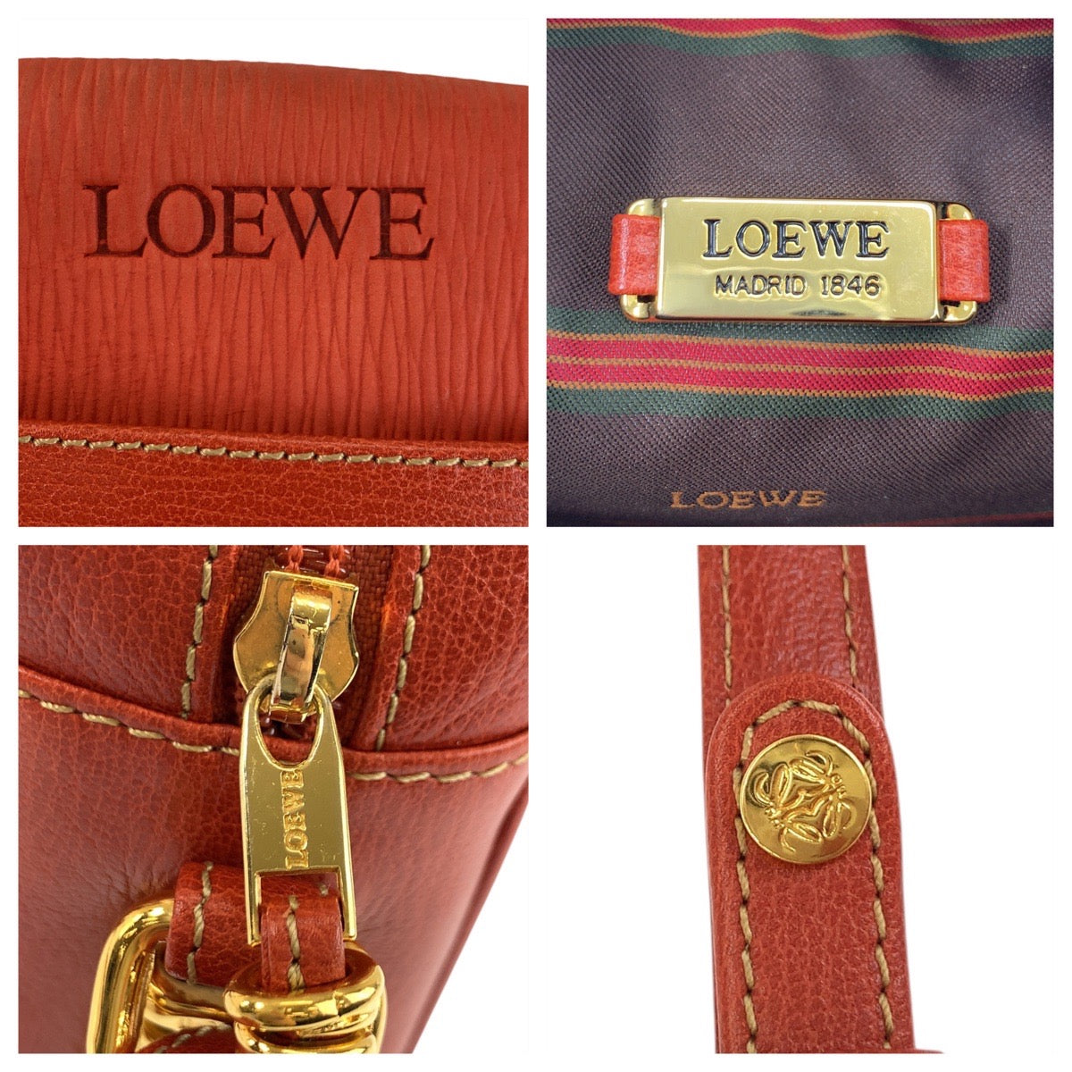 17810
LOEWE ロエベ ヴィンテージ ベラスケス オレンジ ゴールド金具 レザー ショルダーバッグ ポシェット レディース ABP54